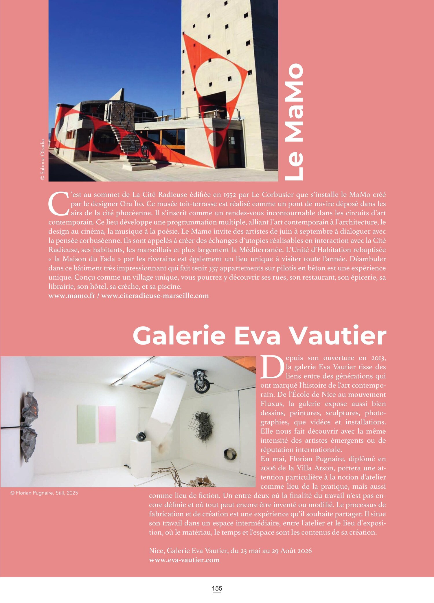 Agenda culturel — Le MaMo et Galerie Eva Vautier