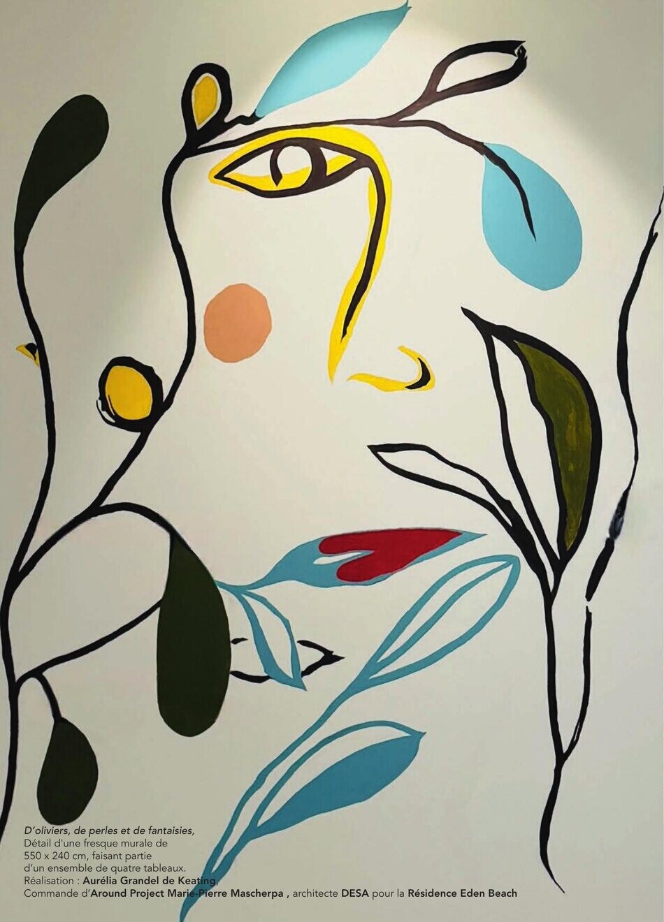 Fresque « D'oliviers, de perles et de fantaisies », Aurélia Grandel de Keating