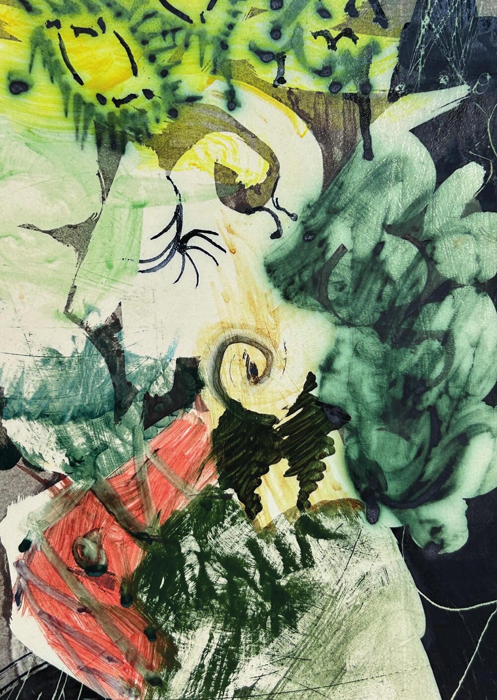 Détail d'une œuvre peinte de Gilbert Portanier, matière et couleur